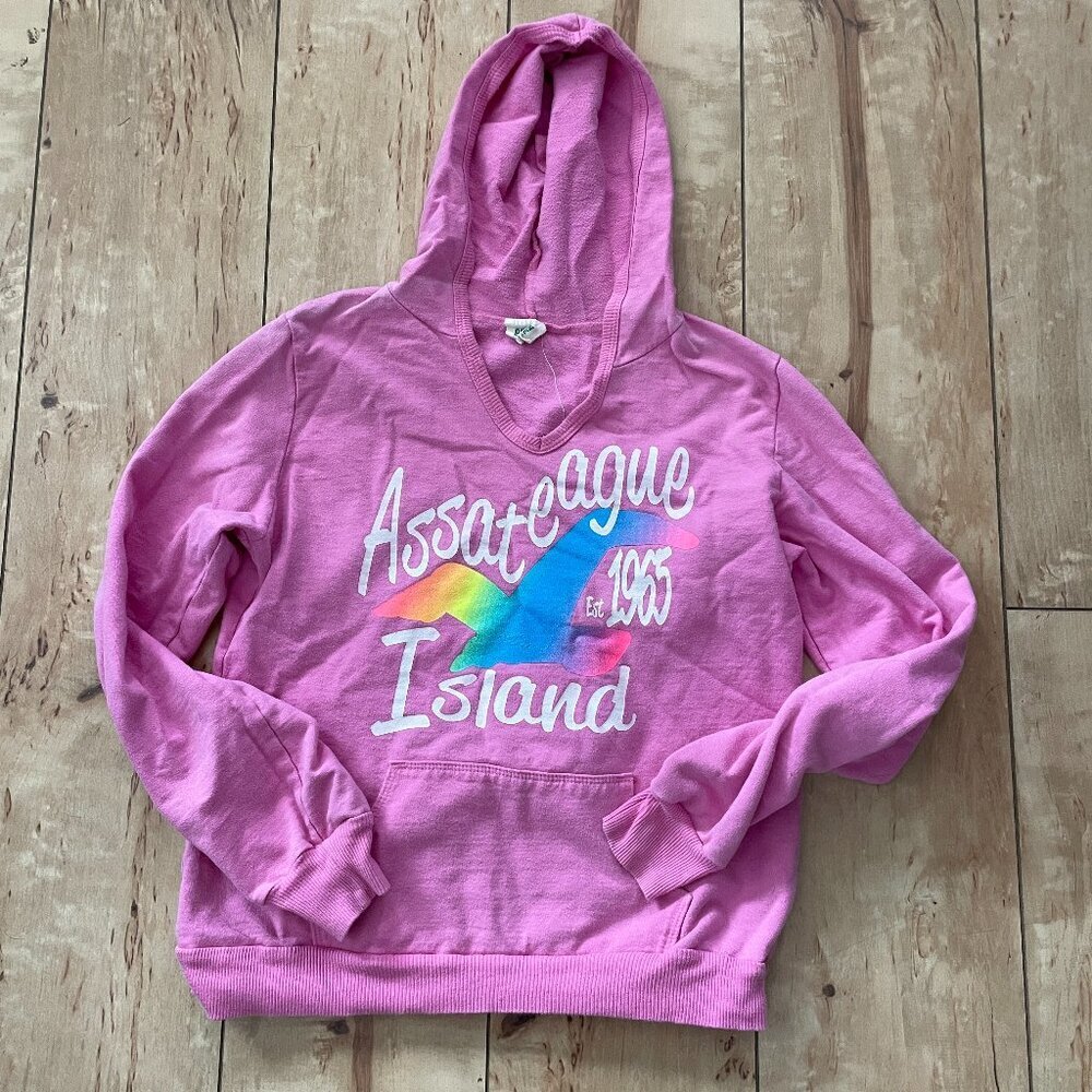 Ocean Drive Assateague Island Pink‎ Souvenir Pull over Hoodie Women's size xl